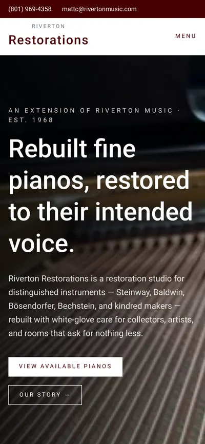 Riverton Restorations website on mobile