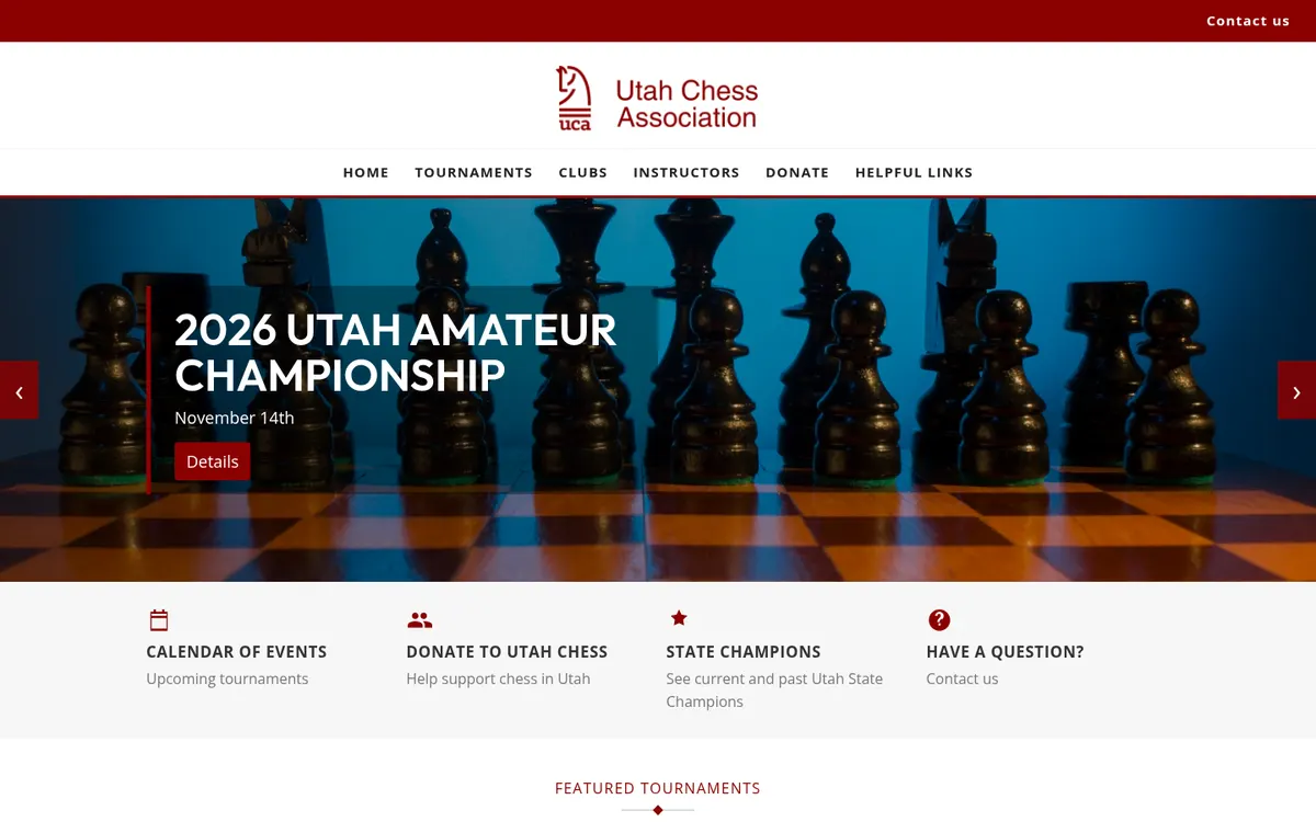 Utah Chess Association website on desktop